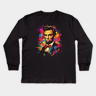 Pop Art Abe Kids Long Sleeve T-Shirt